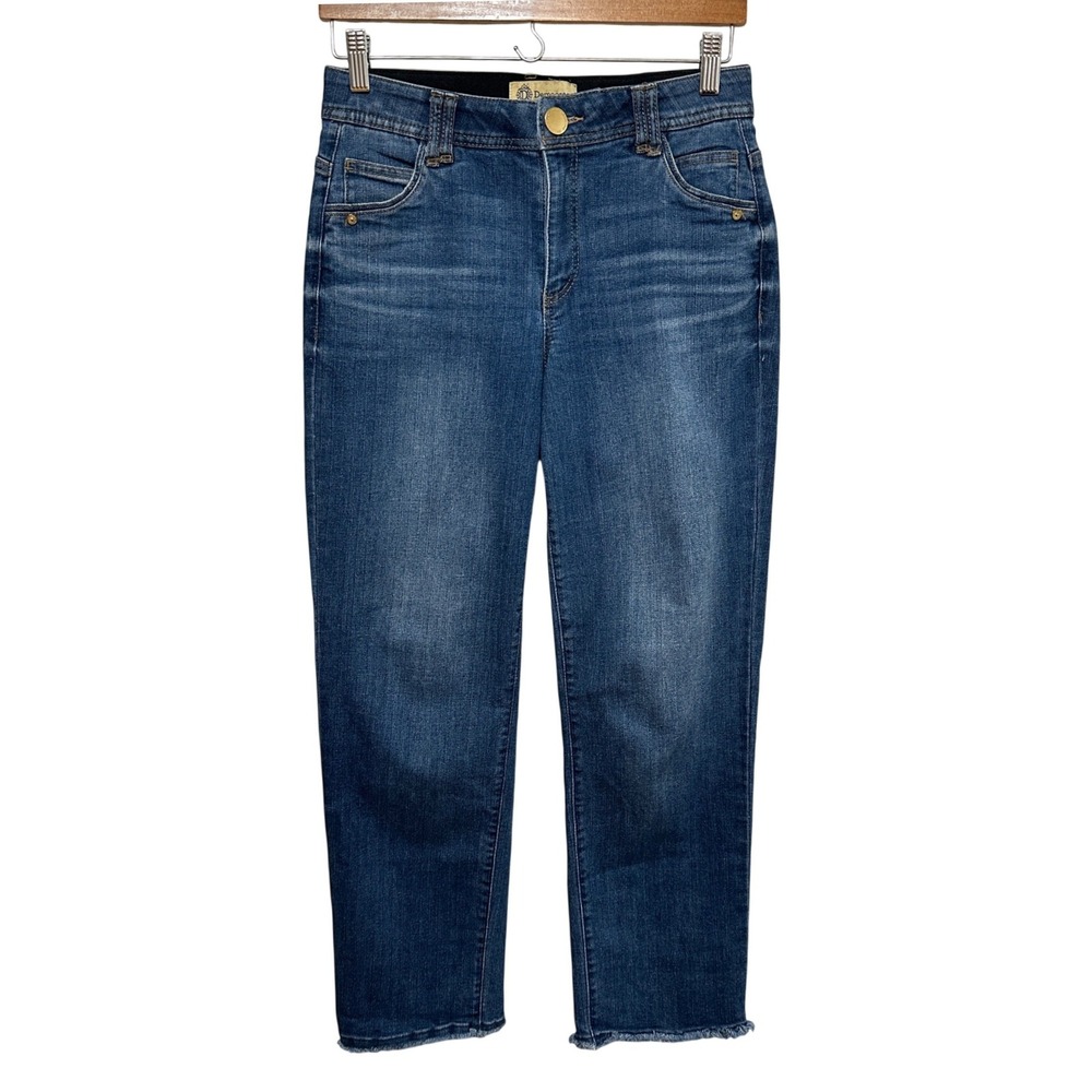 Democracy Jeans Women 6 Blue Ab Technology Raw Hem Ankle Straight Leg Denim